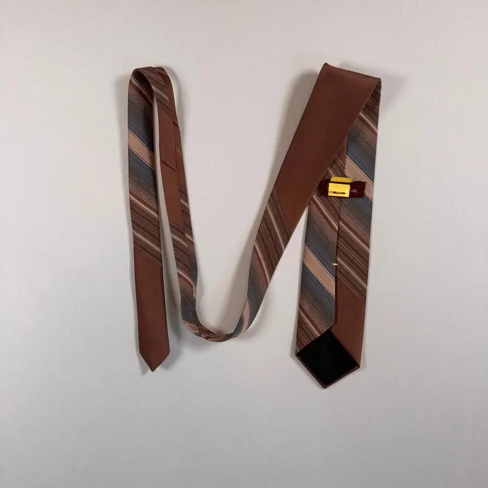 Oscar De La Renta Men’s Striped Neck Tie Brown Classic Menswear Retro